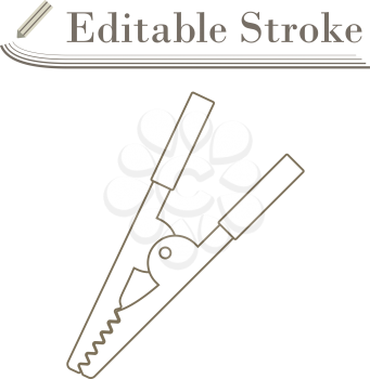 Crocodile Clip Icon. Editable Stroke Simple Design. Vector Illustration.