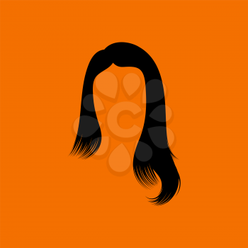 Woman Hair Dress. Black on Orange Background. Vector Illustration.