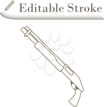 Pump-action Shotgun Icon. Editable Stroke Simple Design. Vector Illustration.