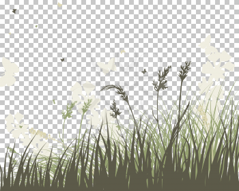 Summer Meadow Background.  Transparency Grid Design. Vector Illustration.
