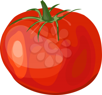 Red Tomato. Cartoon Glossy Design. Vector Illustration.