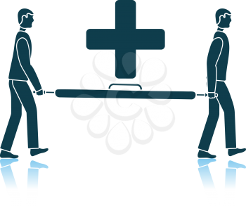 Soccer Medical Staff Carrying Stretcher Icon. Shadow Reflection Design. Vector Illustration.