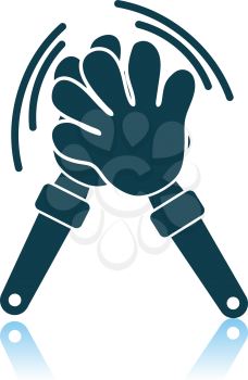 Football Fans Clap Hand Toy Icon. Shadow Reflection Design. Vector Illustration.
