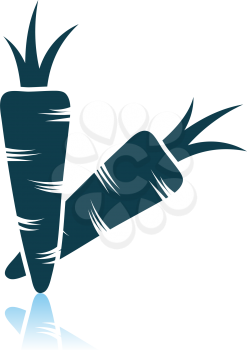 Carrot Icon On Gray Background. Shadow Reflection Design. Vector Illustration.