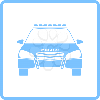 Police Icon Front View. Blue Frame Design. Vector Illustration.