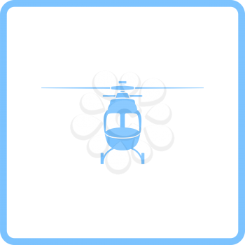 Helicopter Icon Front View. Blue Frame Design. Vector Illustration.