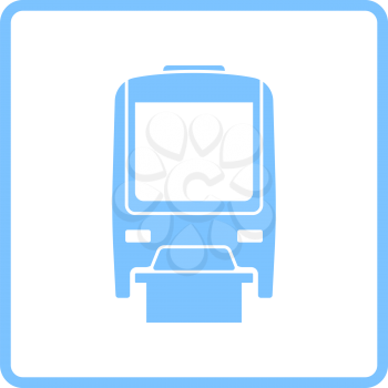 Monorail Icon Front View. Blue Frame Design. Vector Illustration.