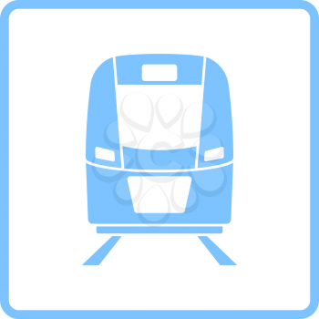 Train Icon Front View. Blue Frame Design. Vector Illustration.