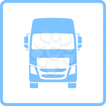 Truck Icon Front View. Blue Frame Design. Vector Illustration.