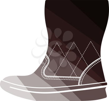 Woman Fluffy Ugg Boot Icon. Flat Color Ladder Design. Vector Illustration.