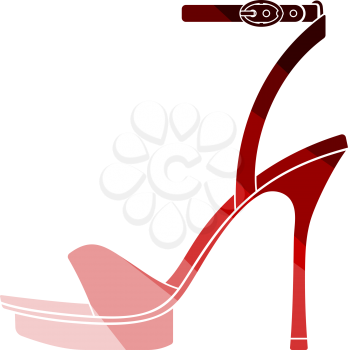 Woman High Heel Sandal Icon. Flat Color Ladder Design. Vector Illustration.