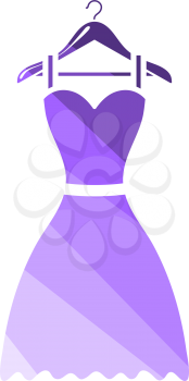 Elegant Dress On Shoulders Icon. Flat Color Ladder Design. Vector Illustration.