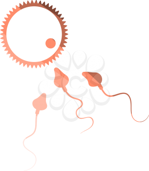 Sperm And Egg Cell Icon. Flat Color Ladder Design. Vector Illustration.