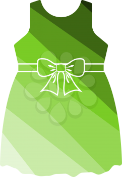 Baby Girl Dress Icon. Flat Color Ladder Design. Vector Illustration.
