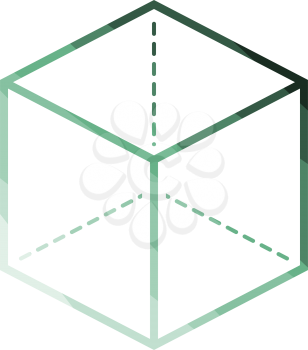 Cube With Projection Icon. Flat Color Ladder Design. Vector Illustration.