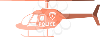 Police Helicopter Icon. Flat Color Ladder Design. Vector Illustration.