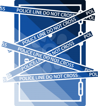 Crime Scene Door Icon. Flat Color Ladder Design. Vector Illustration.