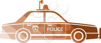 Police Car Icon. Flat Color Ladder Design. Vector Illustration.