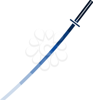 Japanese Sword Icon. Flat Color Ladder Design. Vector Illustration.
