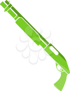 Pump-action Shotgun Icon. Flat Color Ladder Design. Vector Illustration.