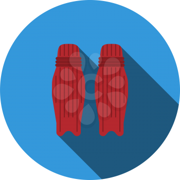 Cricket Leg Protection Icon. Flat Circle Stencil Design With Long Shadow. Vector Illustration.