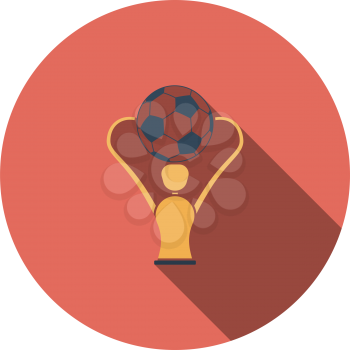 Soccer Cup Icon. Flat Circle Stencil Design With Long Shadow. Vector Illustration.