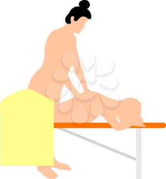 Woman Massage Icon. Flat Color Design. Vector Illustration.