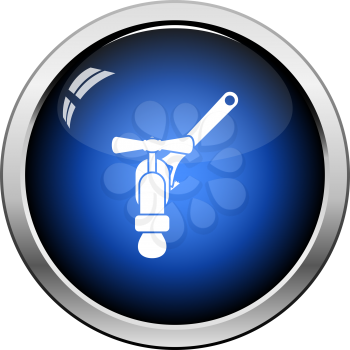 Icon Of Wrench And Faucet. Glossy Button Design. Vector Illustration.
