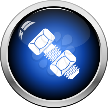 Icon Of Bolt And Nut. Glossy Button Design. Vector Illustration.