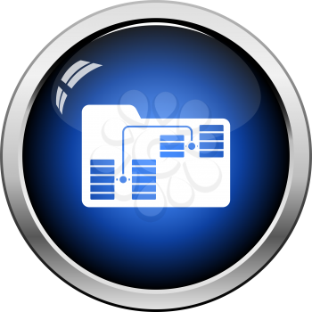 Folder Network Icon. Glossy Button Design. Vector Illustration.