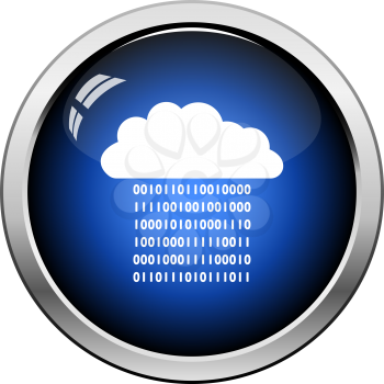 Cloud Data Stream Icon. Glossy Button Design. Vector Illustration.