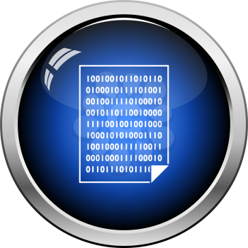 Sheet With Binary Code Icon. Glossy Button Design. Vector Illustration.
