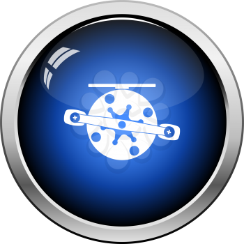 Icon Of Fishing Reel. Glossy Button Design. Vector Illustration.