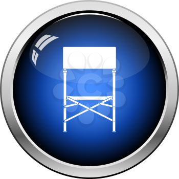 Icon Of Fishing Folding Chair. Glossy Button Design. Vector Illustration.