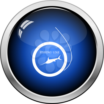 Icon Of Fishing Line. Glossy Button Design. Vector Illustration.
