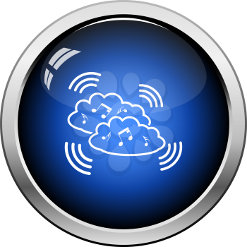 Music Cloud Icon. Glossy Button Design. Vector Illustration.
