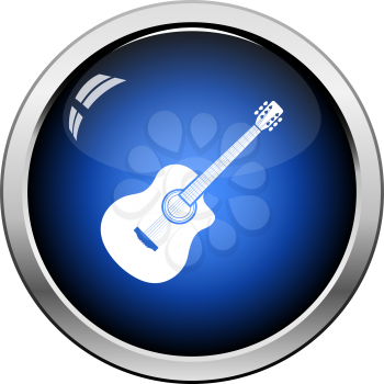 Acoustic Guitar Icon. Glossy Button Design. Vector Illustration.