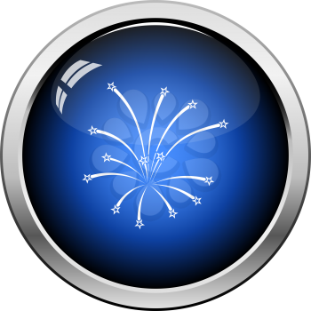 Fireworks Icon. Glossy Button Design. Vector Illustration.