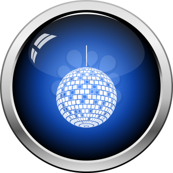 Party Disco Sphere Icon. Glossy Button Design. Vector Illustration.