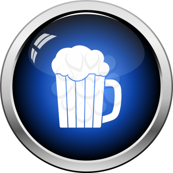 Mug Of Beer Icon. Glossy Button Design. Vector Illustration.