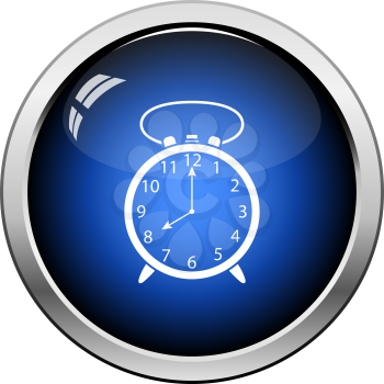 Alarm Clock Icon. Glossy Button Design. Vector Illustration.