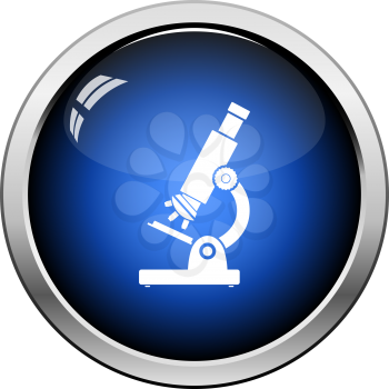 School Microscope Icon. Glossy Button Design. Vector Illustration.