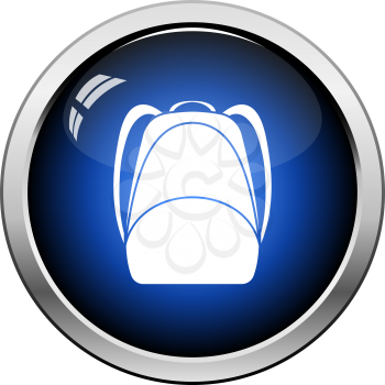 School Rucksack Icon. Glossy Button Design. Vector Illustration.
