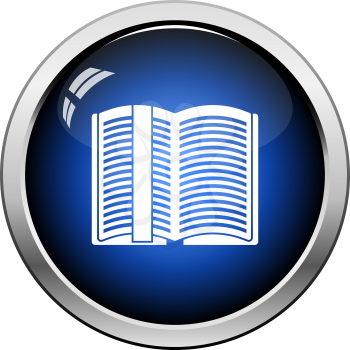 Open Book With Bookmark Icon. Glossy Button Design. Vector Illustration.