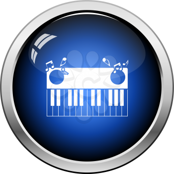 Piano Keyboard Icon. Glossy Button Design. Vector Illustration.
