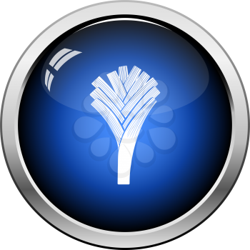 Leek Onion Icon. Glossy Button Design. Vector Illustration.