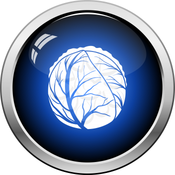 Cabbage Icon. Glossy Button Design. Vector Illustration.