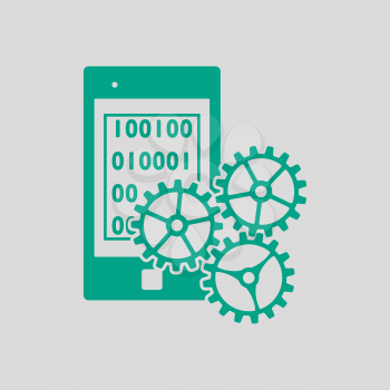 Mobile Development Icon. Green on Gray Background. Vector Illustration.