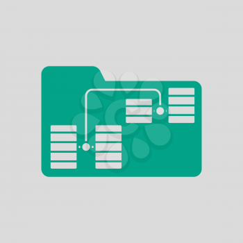 Folder Network Icon. Green on Gray Background. Vector Illustration.