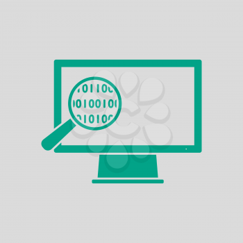 Data Analysing Icon. Green on Gray Background. Vector Illustration.